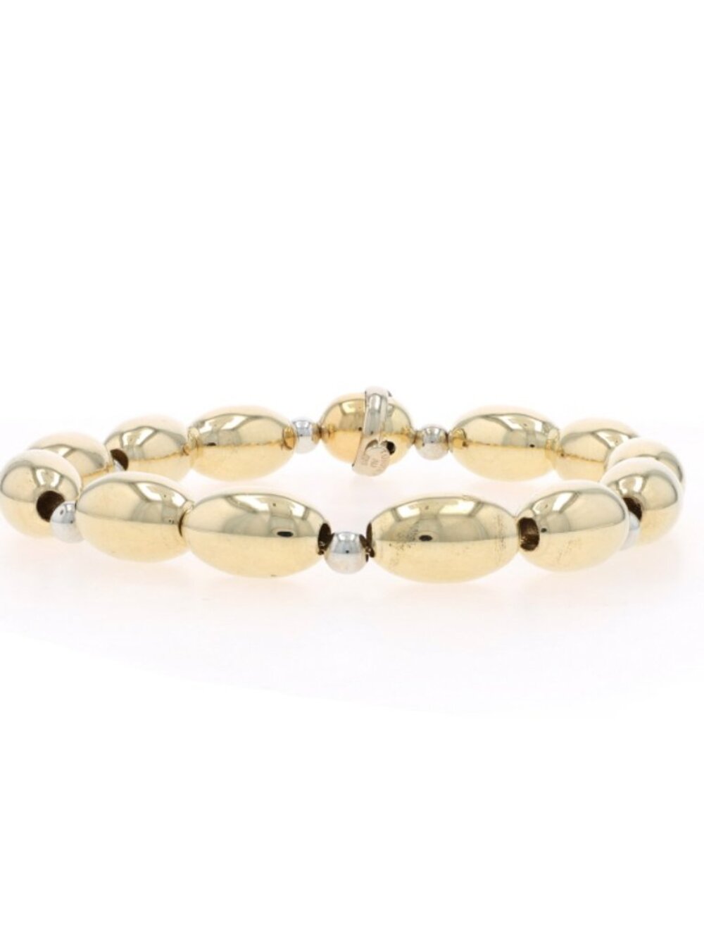 Yellow Gold Beaded Chain Bracelet 8" - 14k